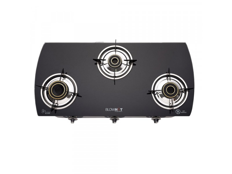 Blowhot Jasper 3B Black Auto Black Glass top gas stove