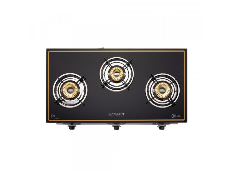 Blowhot Pearl 3 burner glass top Auto Ignition Gas Stove