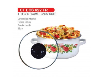 Castor Enamel Casserole with Glass Lid 22 cm CT ECS 622
