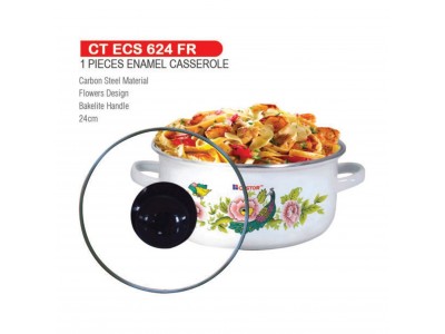 Castor Enamel Casserole with Glass Lid 24 cm CT ECS624