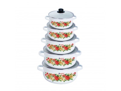 Castor Enamel 5pcs 3mm  Casserole with Glass Lid 16,18,20,22,24 cm CT ECS1624