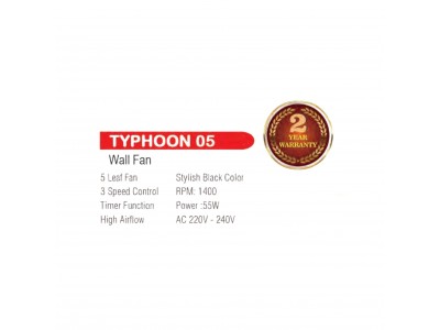 Castor Wall Fan 5 Leaf Typhoon 05