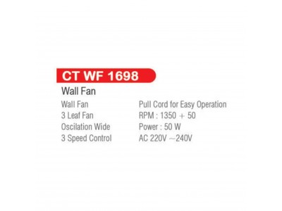 Castor Wall Fan 3 Leaf 406mm-CT WF1698