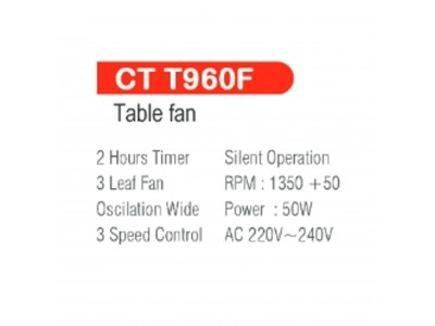 Castor Table Fan 3 Leaf -CT T960F