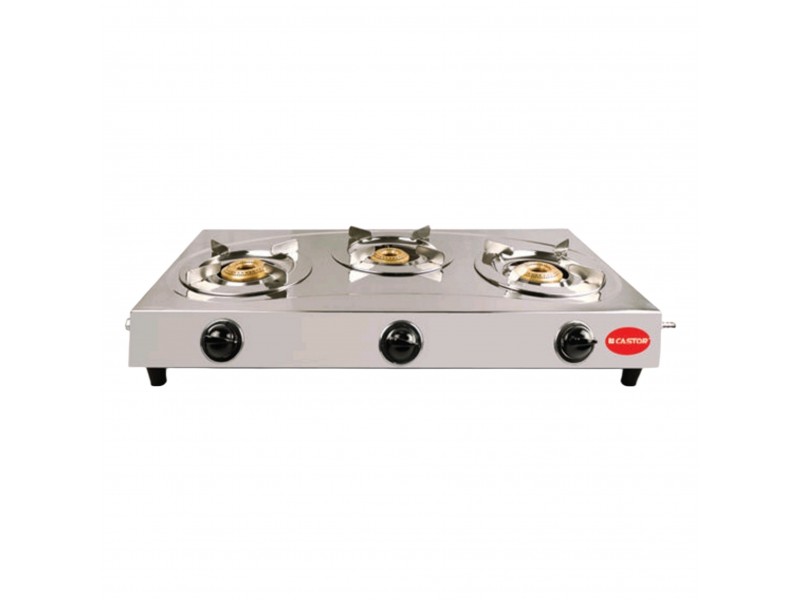 Castor 3 Burner Stainless Steel Gas Stove 