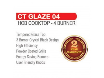 Castor 4 Burner Glaze Glass Hob 