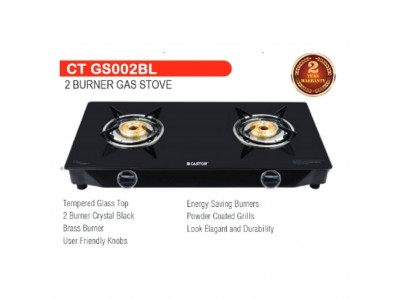 Castor2 Burner Glass Top Gas Stove-CT GS002 BL