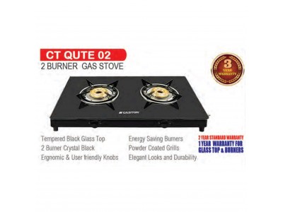 Castor Qute 2 Burner Glass Top Gas Stove-CT QUTE 02