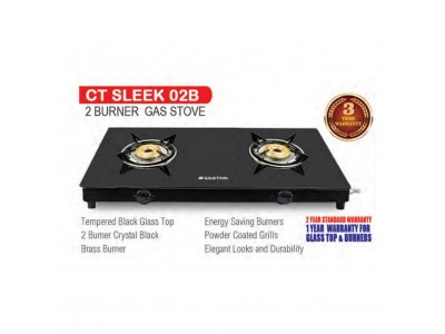 Castor Sleek 2 Burner Glass Top Gas Stove