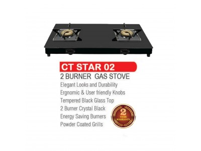 Castor Star 2 Burner Glass Top Gas Stove-CT STAR 02