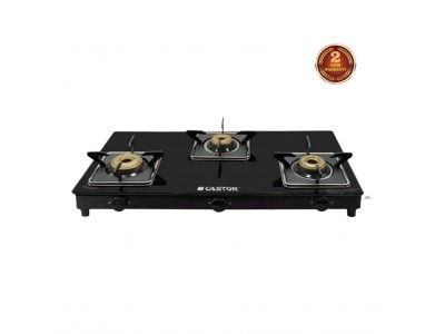 Castor Star 3 Burner Glass Top Non Auto Ignition Gas Stove-CT GS8413 STAR