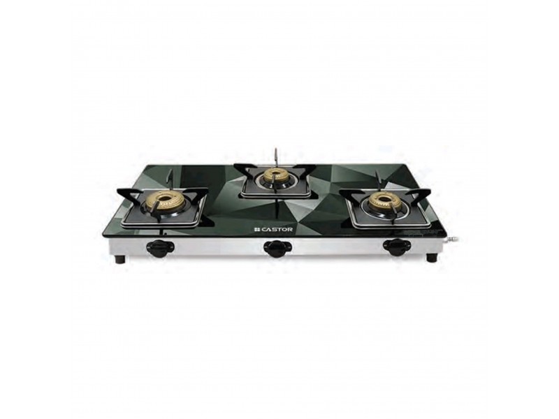 Castor Star 3 Burner Glass Top Gas Stove-CT GS8413 STAR DD