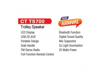 Castor Trolly Bluetooth Speaker 25W CT TS700
