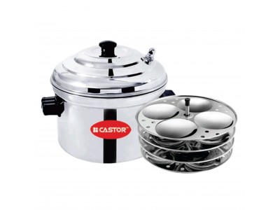 Castor Idli Cooker Stainless Steel- 4 Plates