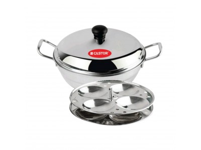 Castor Idli Cooker Stainless Steel- 2 Plates