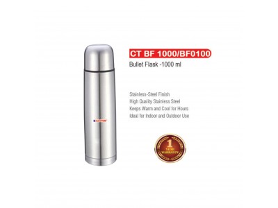 Castor Steel Vacuum Bullet Flask 1000 ml-CT BF1000