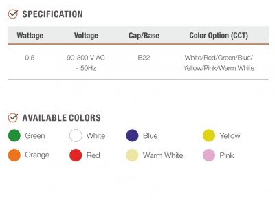 Infra Market LED bulb 0.5W Yellow Plug In