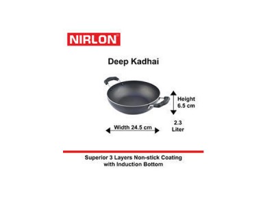 Nirlon Induction Deep Kadai without Lid 2.3Ltr