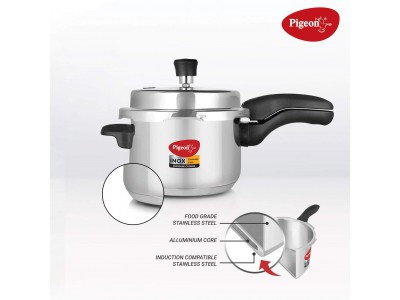 PIGEON INOX STAINLESS STEEL PRESSURE COOKER 5 LITRE