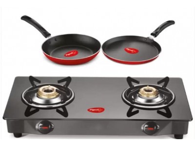 Combo of Pigeon Special 2 Burner Cooktop and Duo Pack (Fry Pan 240 and Tawa 250)