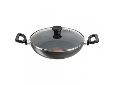 Tefal Delicia Non-Stick Kadhai with G Lid, 28cm Greyish Black