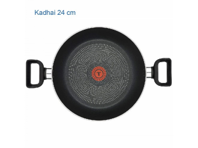 TEFAL DELICIA SET TFK (TAWA 26, FRYPAN 24, KADAI 24, LID, SPATULA) GREYISH BLACK