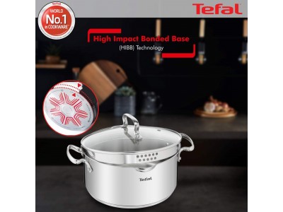 Tefal Duetto Plus Stewpot/Biryani Pot 20 cm with Glass Lid SS