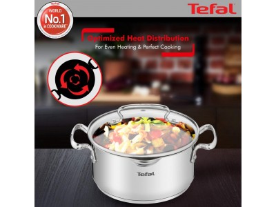 Tefal Duetto Plus Stewpot/Biryani Pot 20 cm with Glass Lid SS