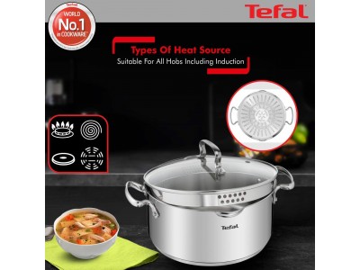 Tefal Duetto Plus Stewpot/Biryani Pot 20 cm with Glass Lid SS