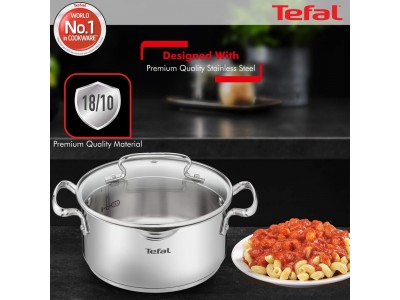 Tefal Duetto Plus Stewpot/Biryani Pot 20 cm with Glass Lid SS