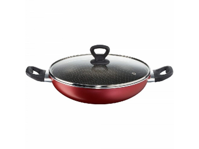 Tefal Simply Chef Non-Stick Kadhai with G Lid, 24cm (Rio Red)