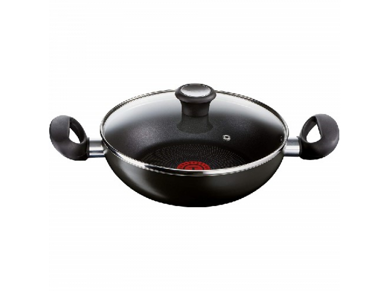 Tefal Ceremony Non-Stick Kadai with Lid, 28cm (GREYISH BLACK)